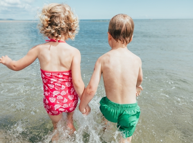 Privately owned beach at Pentewan Sands Holiday Park, Cornwall